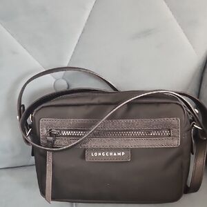 Longchamp Black Crossbody Bag with Textured Accent
